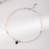 Evie - Heart Charm Pearl Necklace