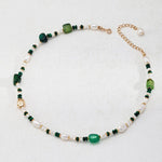 Ivy - Freshwater Pearl and Malachite Necklace - Pearlorious Jewellery