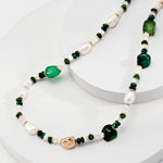 Ivy - Freshwater Pearl and Malachite Necklace - Pearlorious Jewellery