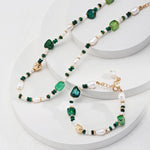 Ivy - Freshwater Pearl and Malachite Necklace - Pearlorious Jewellery