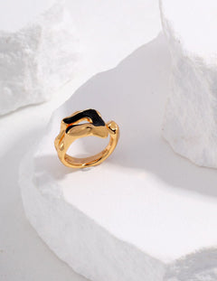 Athena - Black Enamel Ring - Pearlorious Jewellery