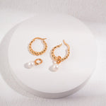 Elena - Twisted Pearl Hoop Earrings - Pearlorious Jewellery