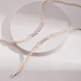 Elisa -Irregular Freshwater Pearl and Sterling Silver Beads Necklace - Pearlorious Jewellery