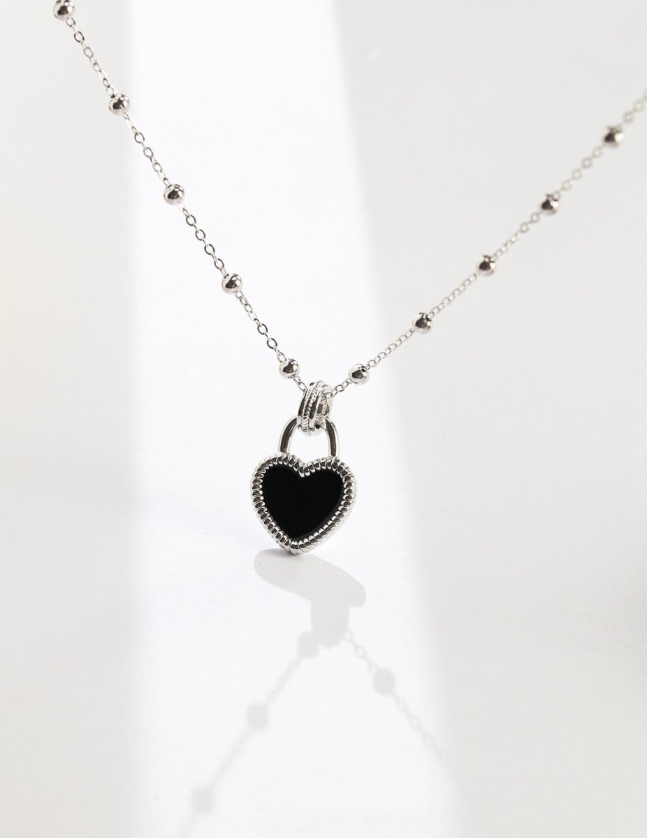 Hazel - Never in Love - Black Love Heart Pendant with Gold Vermeil Sterling Silver Necklace - Pearlorious Jewellery