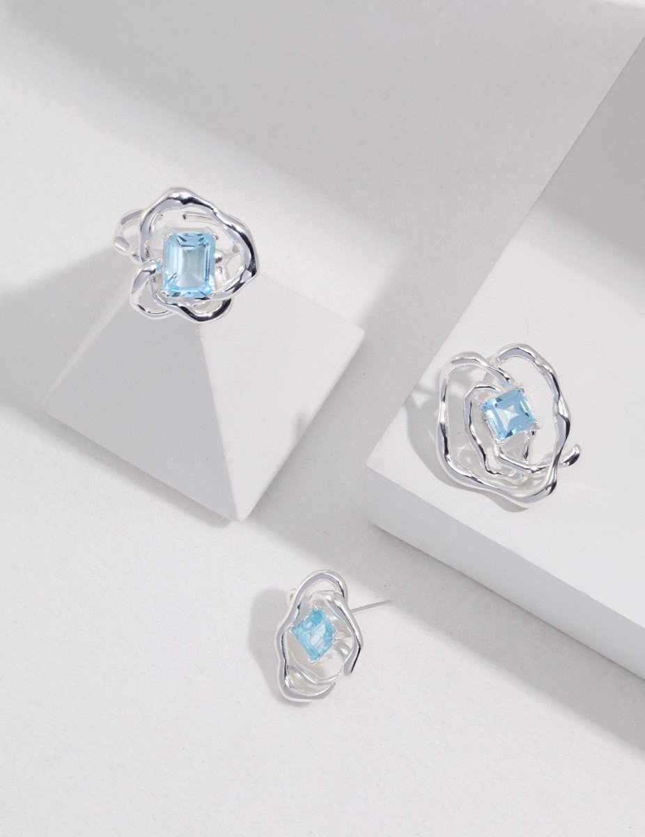 Irene - Sterling Silver and Natural Topaz Ring - Pearlorious Jewellery