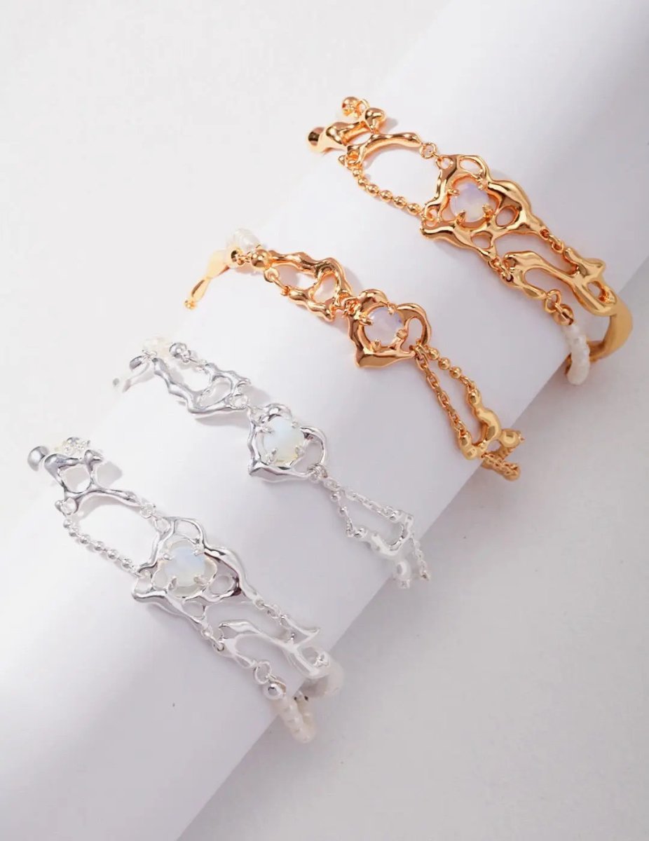 Lilian - Love Heart Opal Bracelet Sterling Silver Bracelet Best Gift for Girls - Pearlorious Jewellery