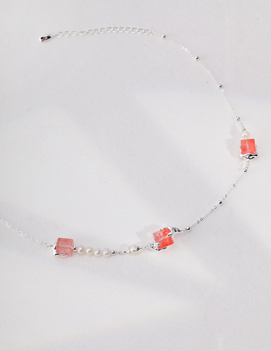 Sakura - Sterling Silver and Pink Crystal Necklace - Pearlorious Jewellery