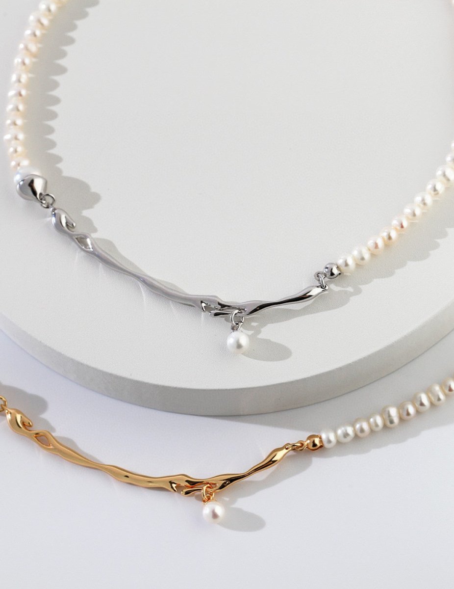 Taylor - Sterling Silver and Freshwater Pearl Necklace - Pearlorious Jewellery